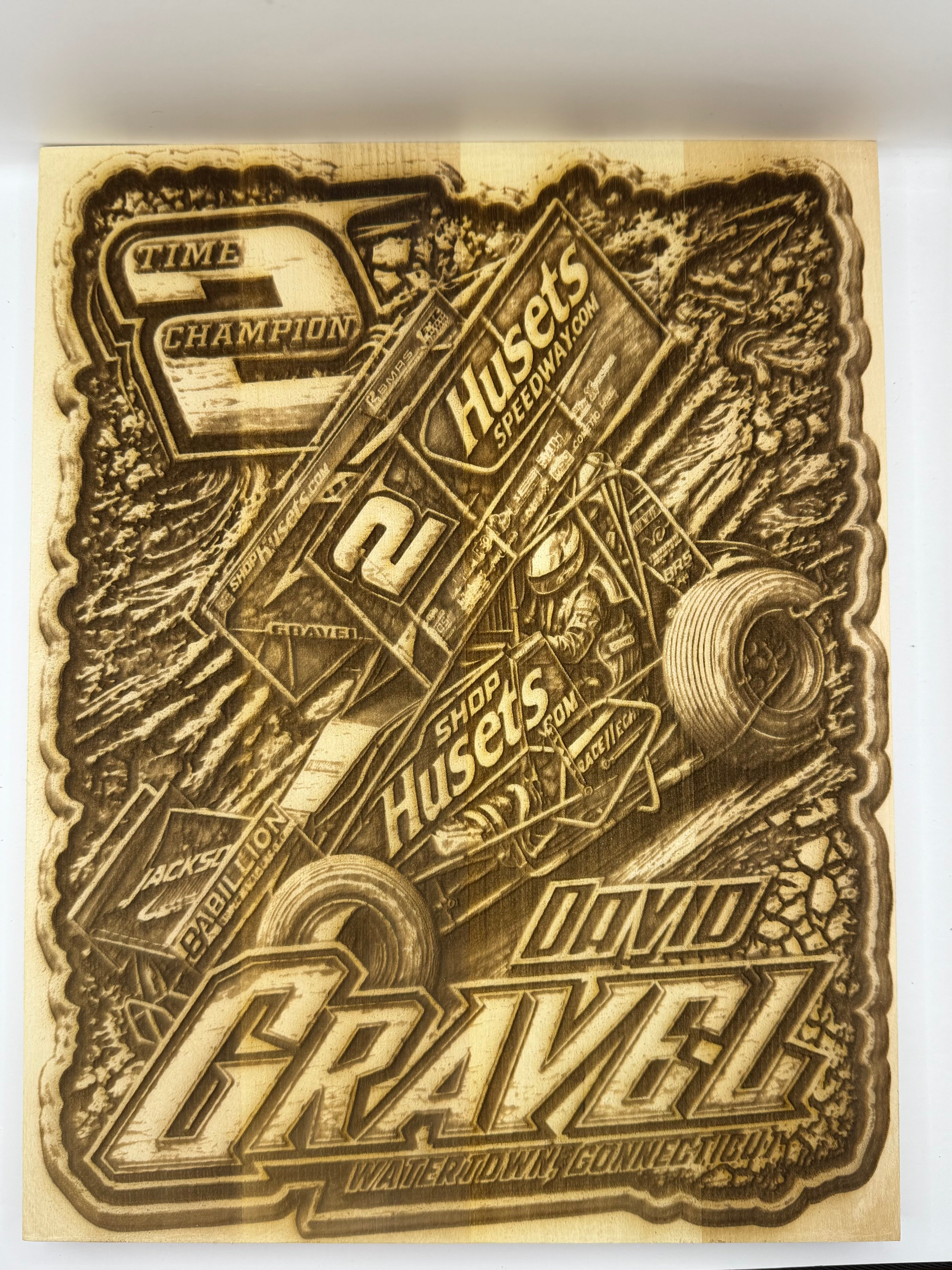 11”x14” Engraved Wood Sign – David Gravel Racing