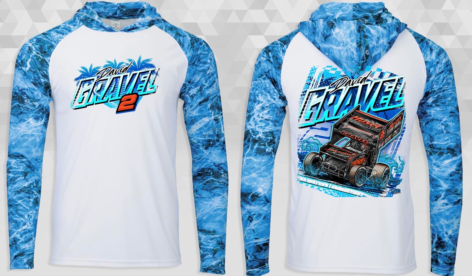 2026 Blue Wave 2-Tone Long sleeve Hooded shirt lightweight